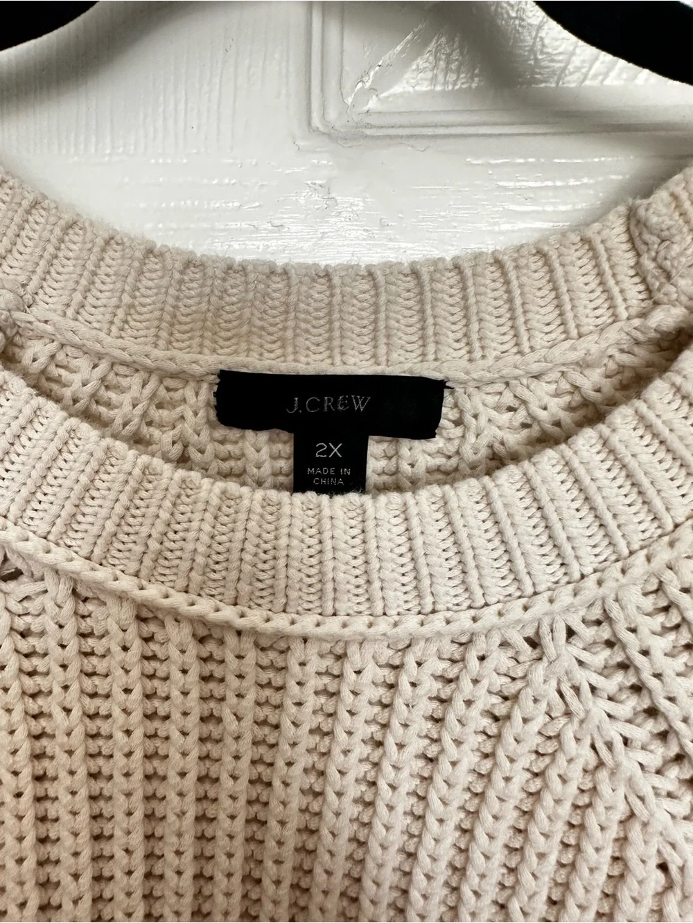 J.Crew 2X Cream Chunky Ribbed Knit Raglan Sweater